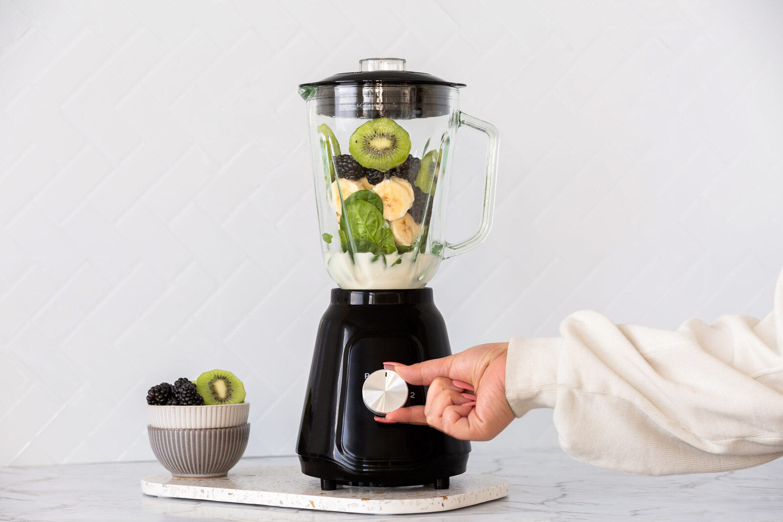 500W Glass Blender with Two Adjustable Speeds 1.5L - Black V196-TB100B