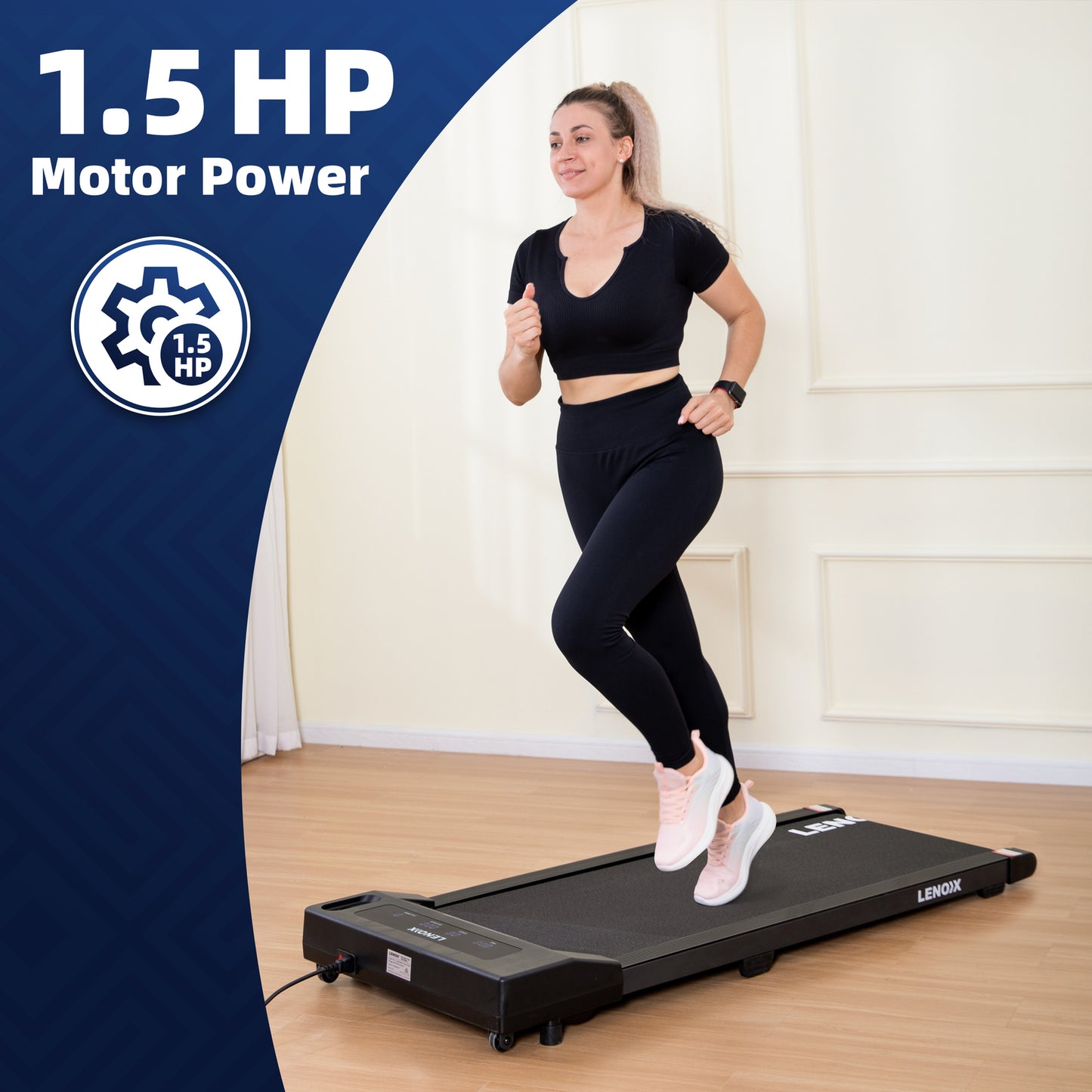 1.5 HP 52cm Electric Walking Pad Treadmill with Remote Control and Display Screen V196-TM111