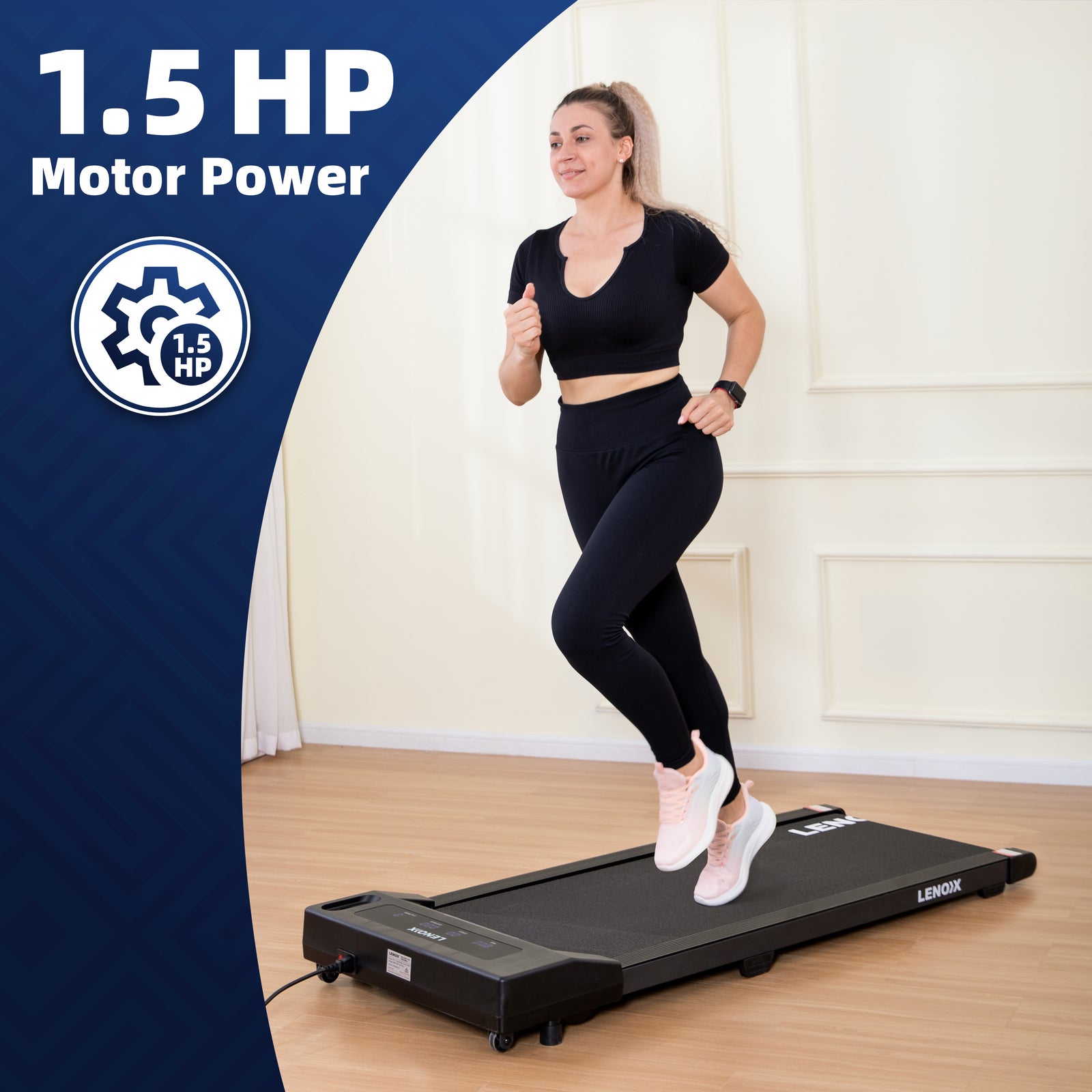 1.5 HP 52cm Electric Walking Pad Treadmill with Remote Control and Display Screen V196-TM111