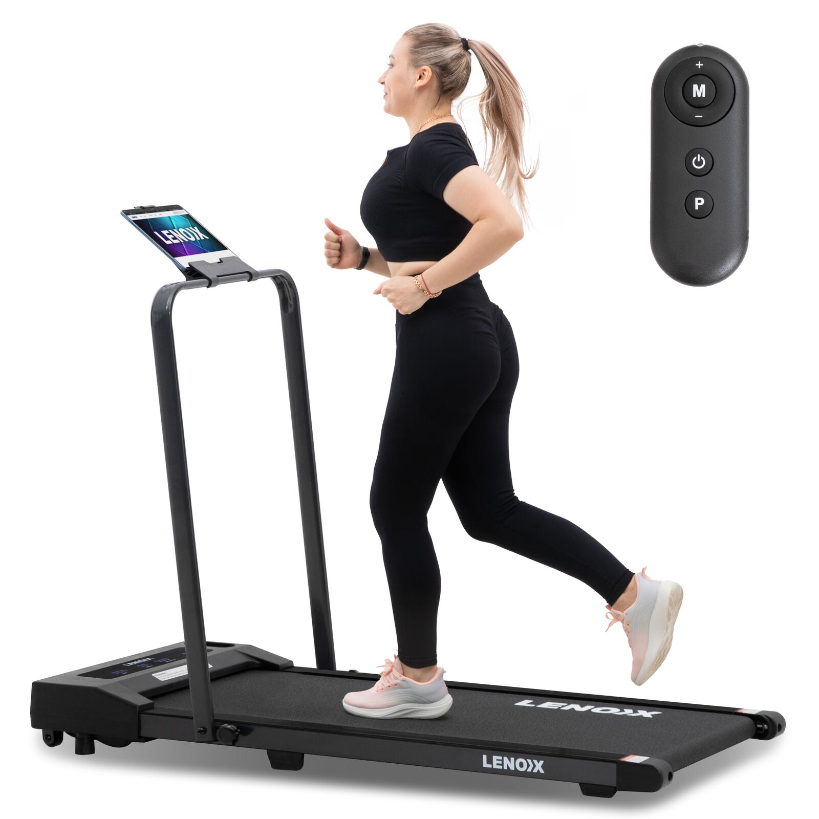 2HP 52cm Walking Pad Treadmill w/ Remote, Foldable Handrail, and Tablet Holder V196-TM2000