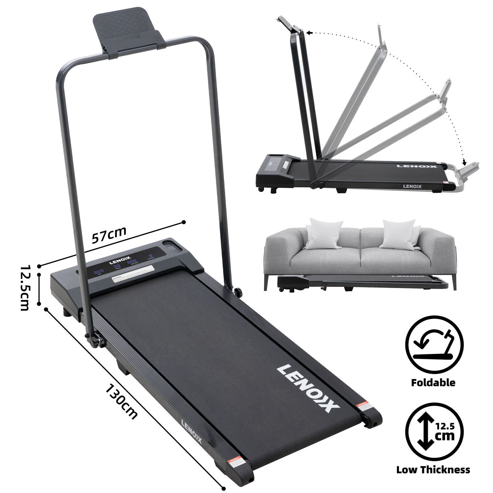 2HP 52cm Walking Pad Treadmill w/ Remote, Foldable Handrail, and Tablet Holder V196-TM2000