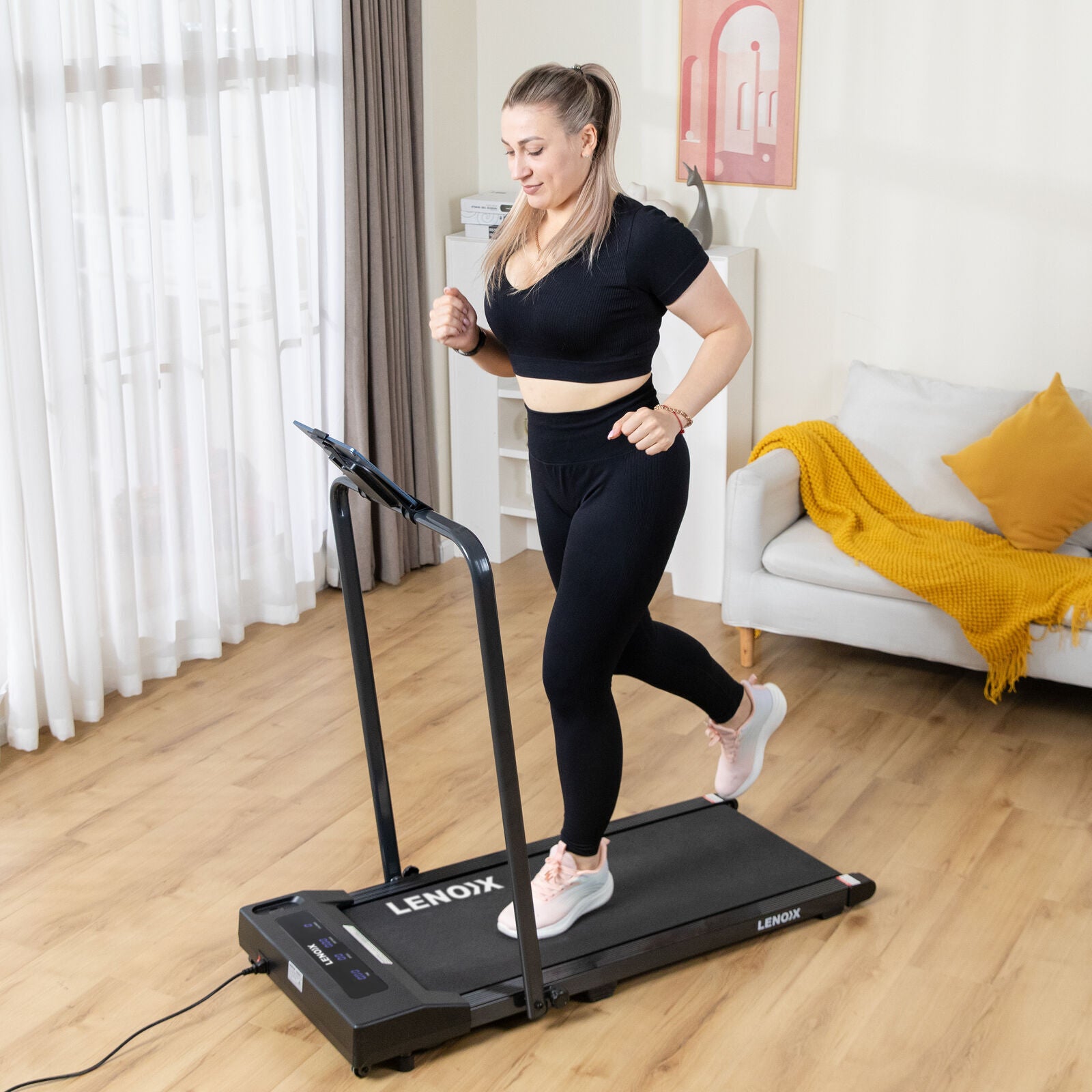 2HP 52cm Walking Pad Treadmill w/ Remote, Foldable Handrail, and Tablet Holder V196-TM2000
