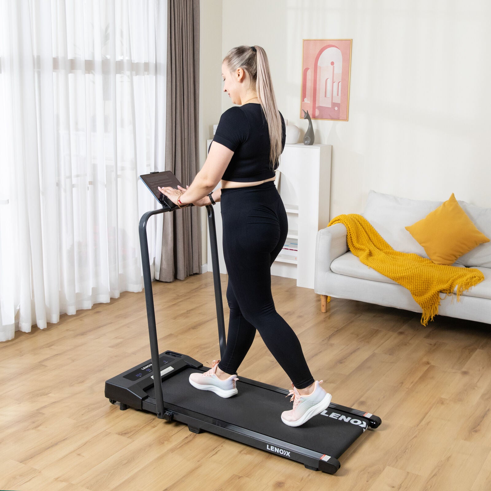 2HP 52cm Walking Pad Treadmill w/ Remote, Foldable Handrail, and Tablet Holder V196-TM2000