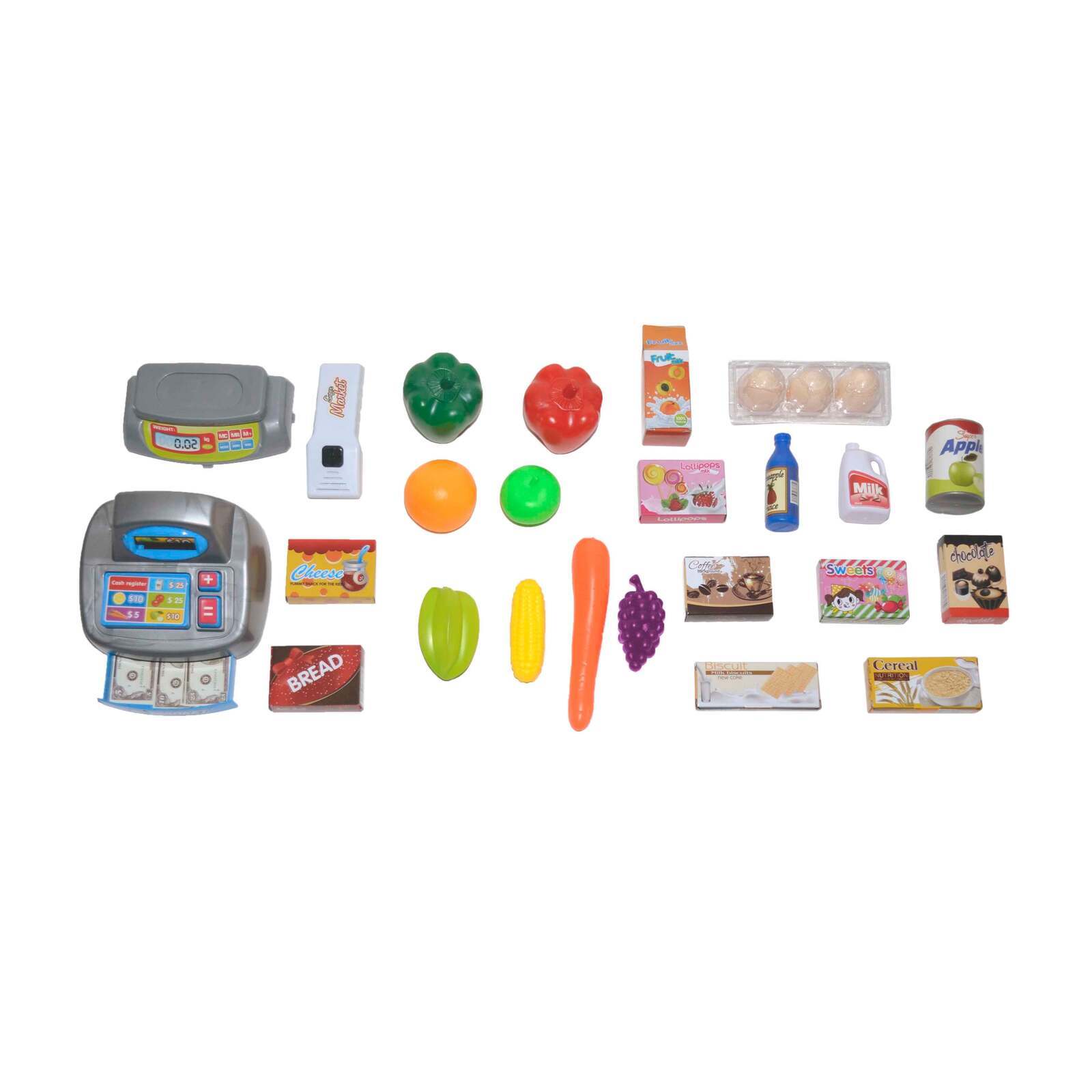 Children's Home Supermarket w/ Toy Cash Register, Trolly, Fruit & More V196-TS25