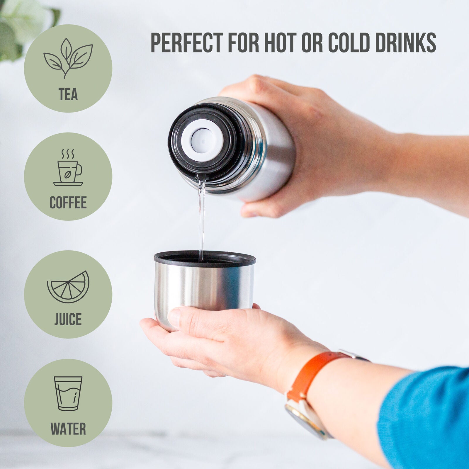 1L Stainless Steel Vacuum Flask Insulated Drink Container V196-VF1000