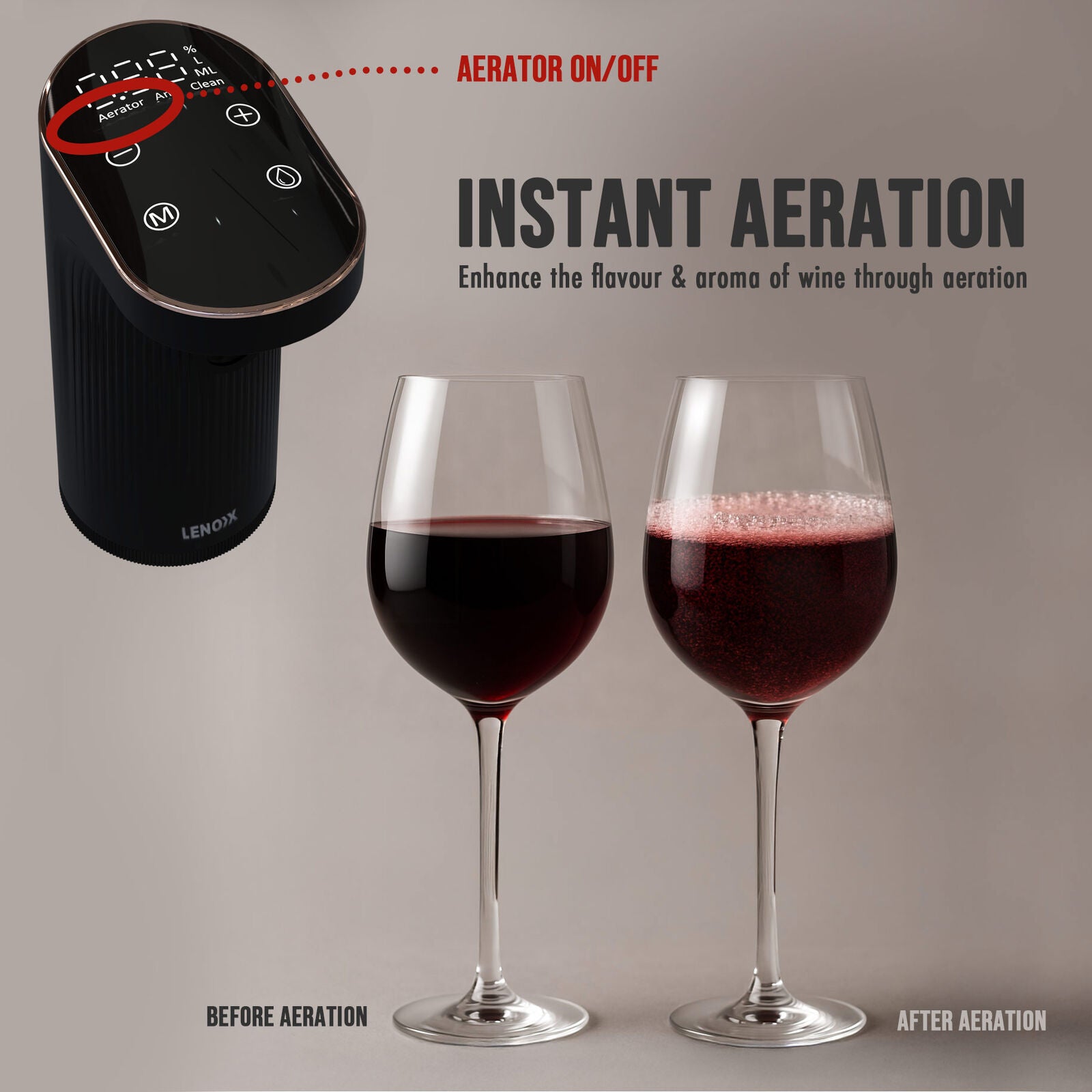 Instant Wine Aerator & Dispenser with Adjustable Bottle Fit V196-WA101