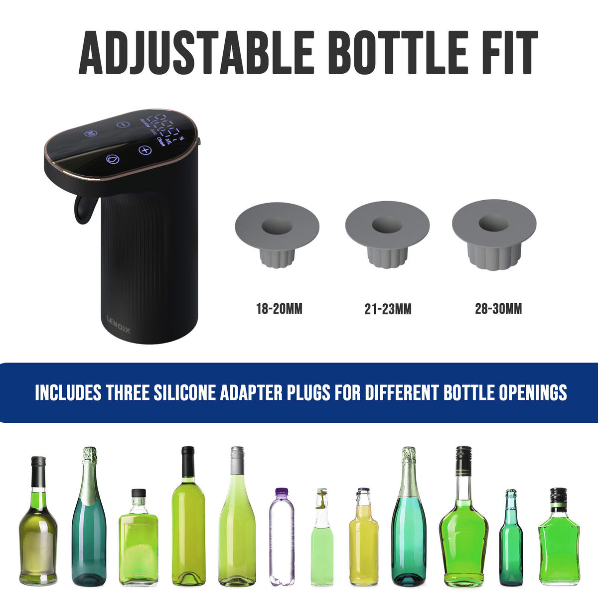 Instant Wine Aerator & Dispenser with Adjustable Bottle Fit V196-WA101