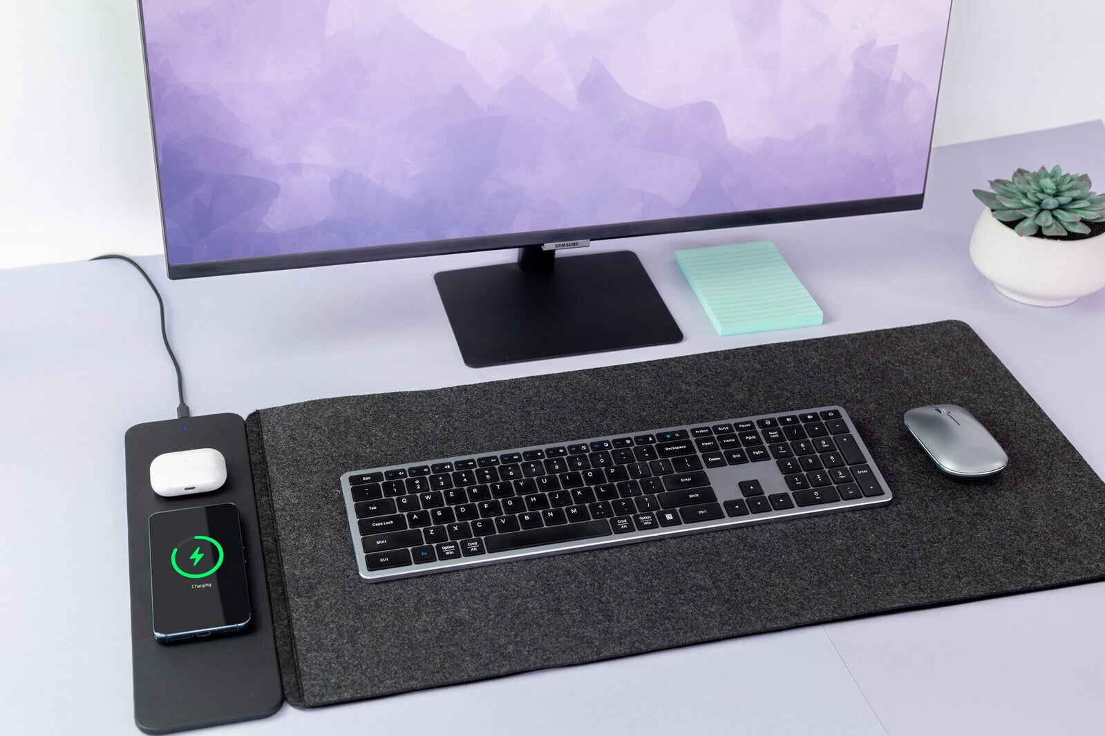 Reversible Wireless Fast Charging Desktop Mat for Smartphones and Earbuds V196-WCDM15