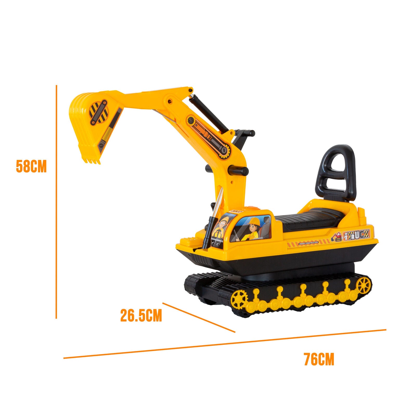 Ride-on Children's Excavator w/ Sturdy Track and Dual Operation Levers to Scoop V196-YD2001