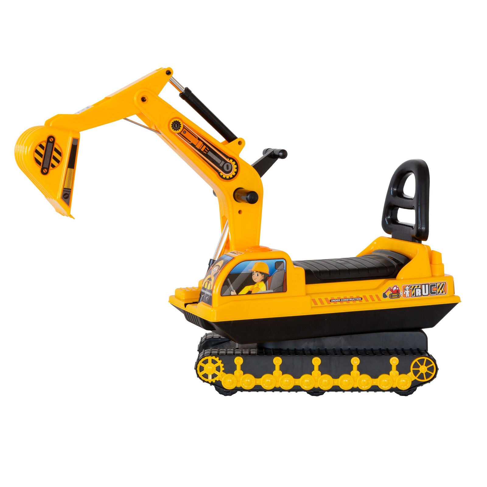 Ride-on Children's Excavator w/ Sturdy Track and Dual Operation Levers to Scoop V196-YD2001