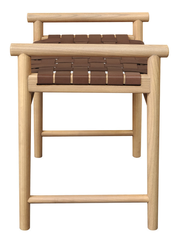 Elliot Single Seater Bench with Genuine Leather (Natural) V199-BE055LHN