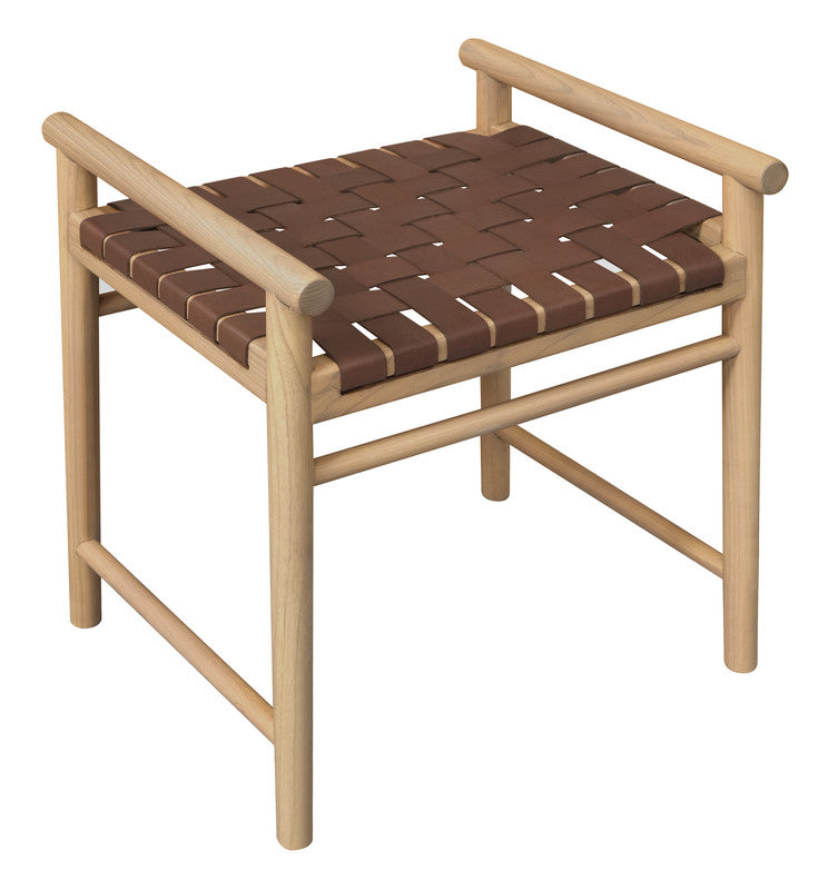 Elliot Single Seater Bench with Genuine Leather (Natural) V199-BE055LHN