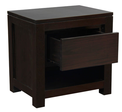 Amsterdam Solid Mahogany Timber 1 Drawer Bedside Table (Chocolate) V199-BS001TAC