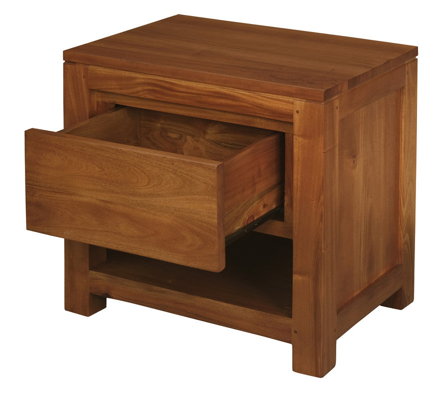 Amsterdam Solid Mahogany Timber 1 Drawer Bedside Table (Light Pecan) V199-BS001TALP