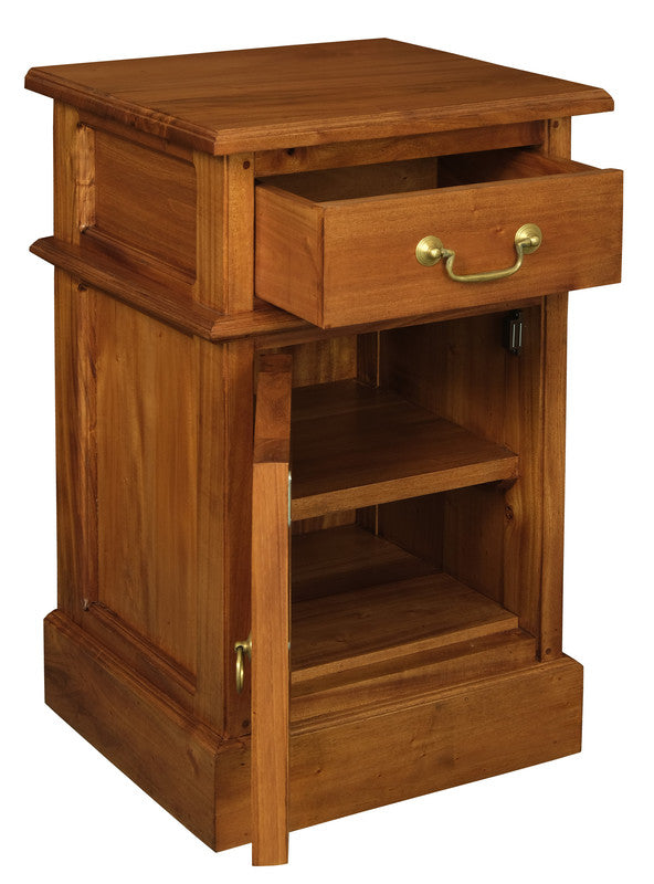 Tasmania 1 Solid Door 1 Drawer Bedside (Light Pecan) V199-BS101PNLLP