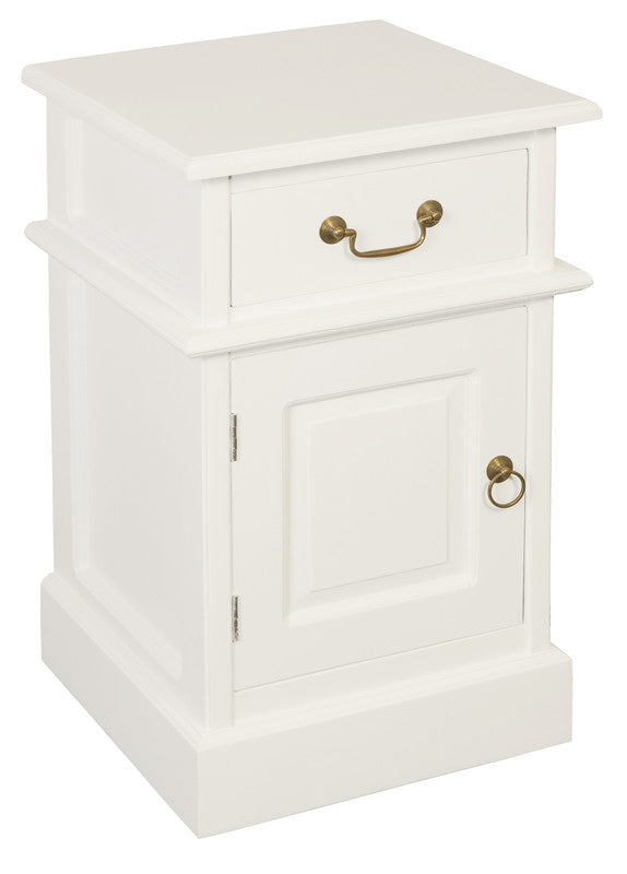 Tasmania 1 Solid Door 1 Drawer Bedside (White) V199-BS101PNLWH
