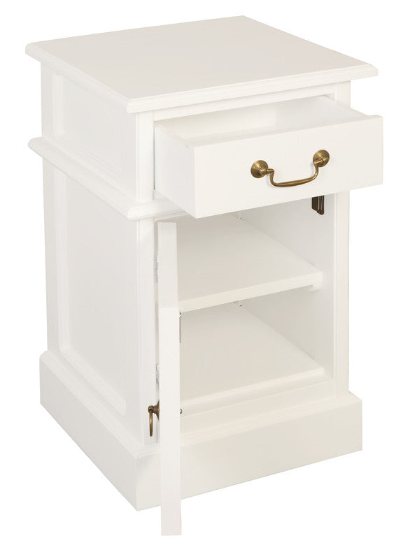 Tasmania 1 Solid Door 1 Drawer Bedside (White) V199-BS101PNLWH