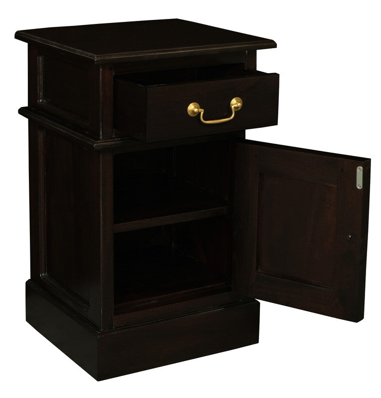 Tasmania 1 Solid Door 1 Drawer Bedside (Chocolate) V199-BS101PNRC