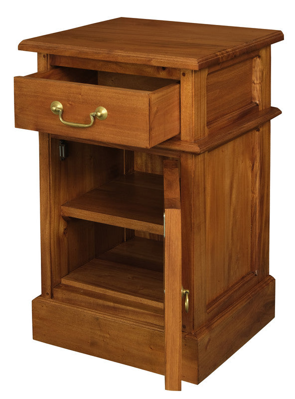 Tasmania 1 Solid Door 1 Drawer Bedside (Light Pecan) V199-BS101PNRLP