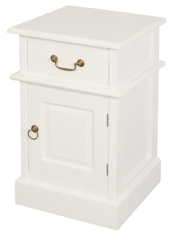 Tasmania 1 Solid Door 1 Drawer Bedside (White) V199-BS101PNRWH