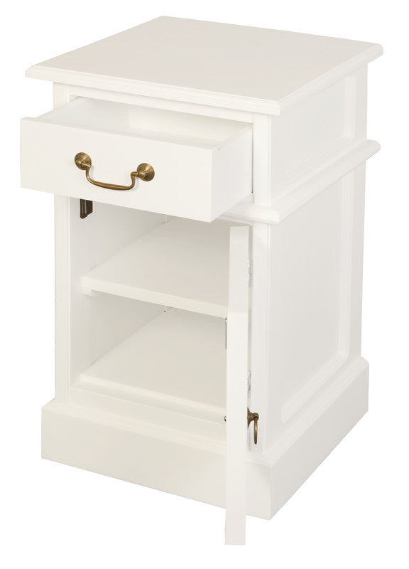 Tasmania 1 Solid Door 1 Drawer Bedside (White) V199-BS101PNRWH