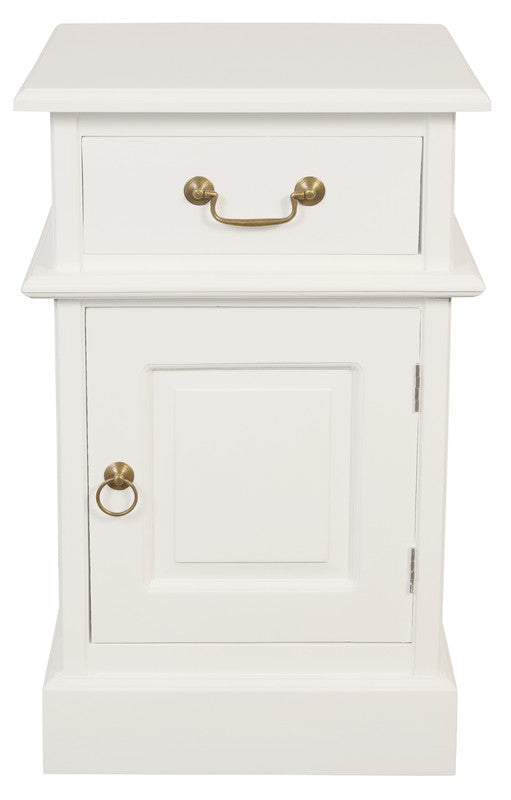 Tasmania 1 Solid Door 1 Drawer Bedside (White) V199-BS101PNRWH