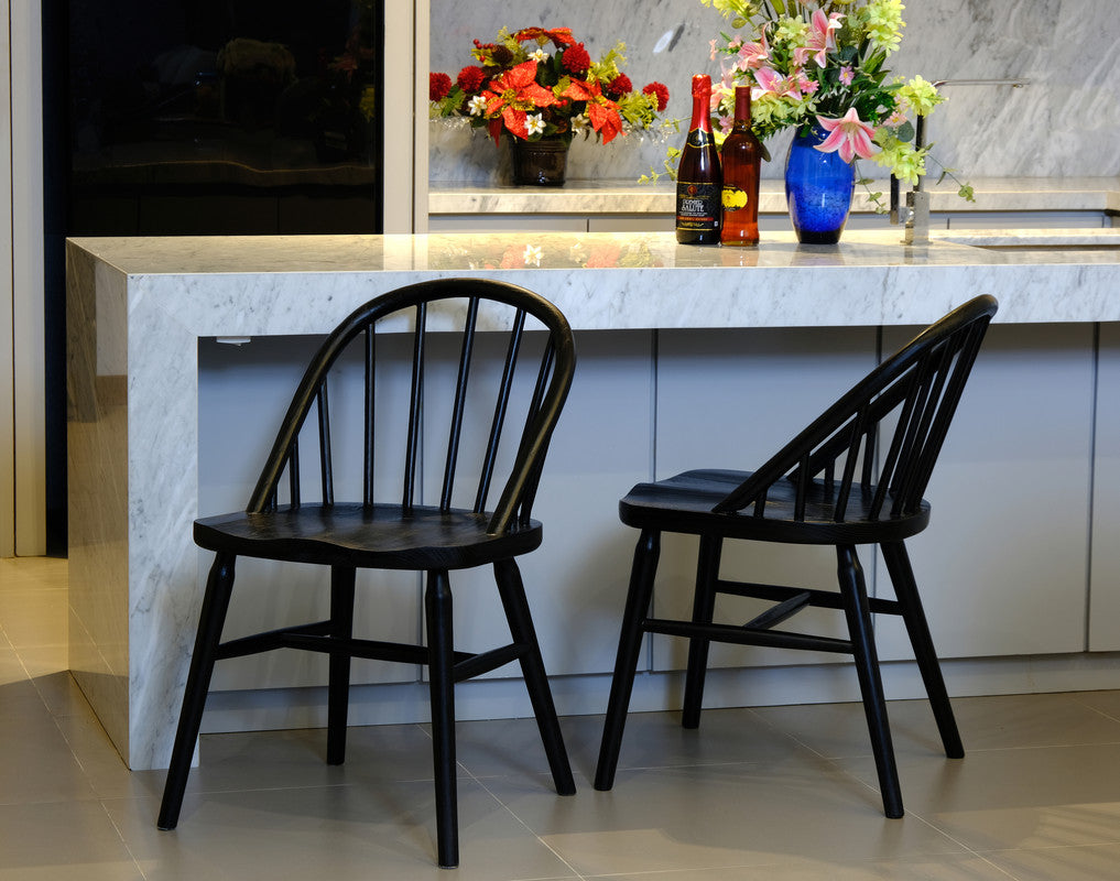 Vera Solid Oak Dining Chair - Set of 2 (Black) V199-CH050OVRSF2B