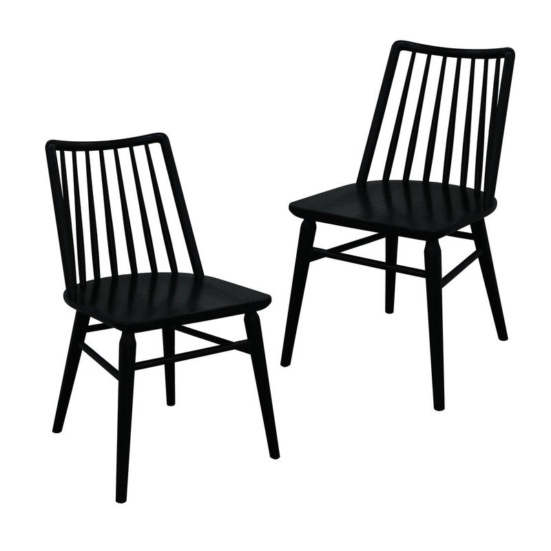 Riviera Solid Oak Dining Chair - Set of 2 (Black) V199-CH050RVRSF2B