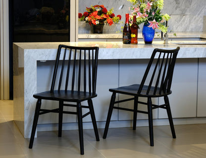 Riviera Solid Oak Dining Chair - Set of 2 (Black) V199-CH050RVRSF2B