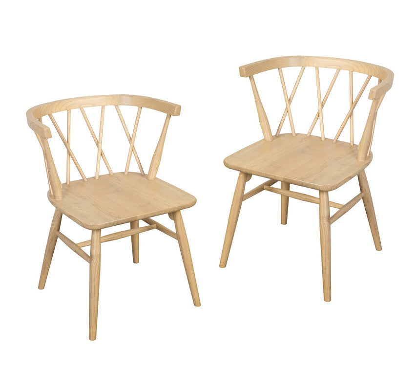 Sierra Cross Back Oak Chair - Set of 2 (Natural) V199-CH061XBSF2NU