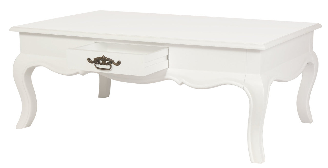 French Provincial 2 Drawer Coffee Table - White V199-CT002FPWH