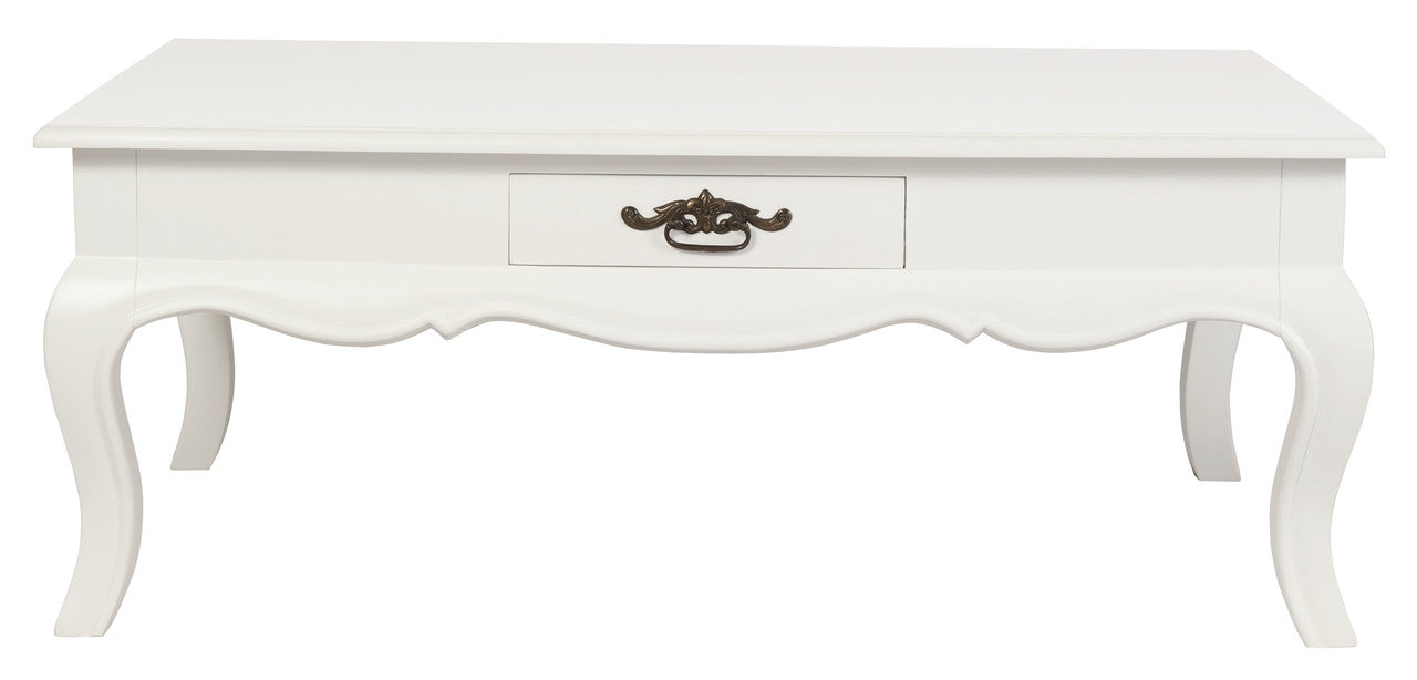 French Provincial 2 Drawer Coffee Table - White V199-CT002FPWH