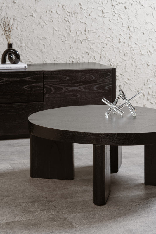 Apollo Round Solid Mindi Timber Coffe Table (Black) V199-CT090APB