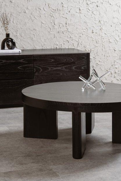 Apollo Round Solid Mindi Timber Coffe Table (Black) V199-CT090APB