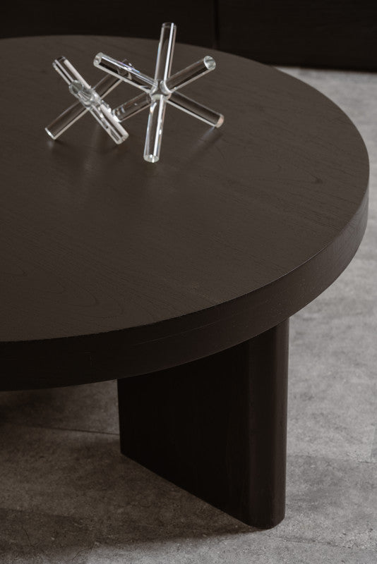 Apollo Round Solid Mindi Timber Coffe Table (Black) V199-CT090APB
