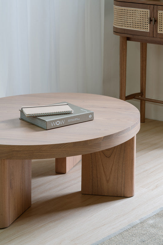 Apollo Round Solid Mindi Timber Coffe Table (Natural) V199-CT090APNI