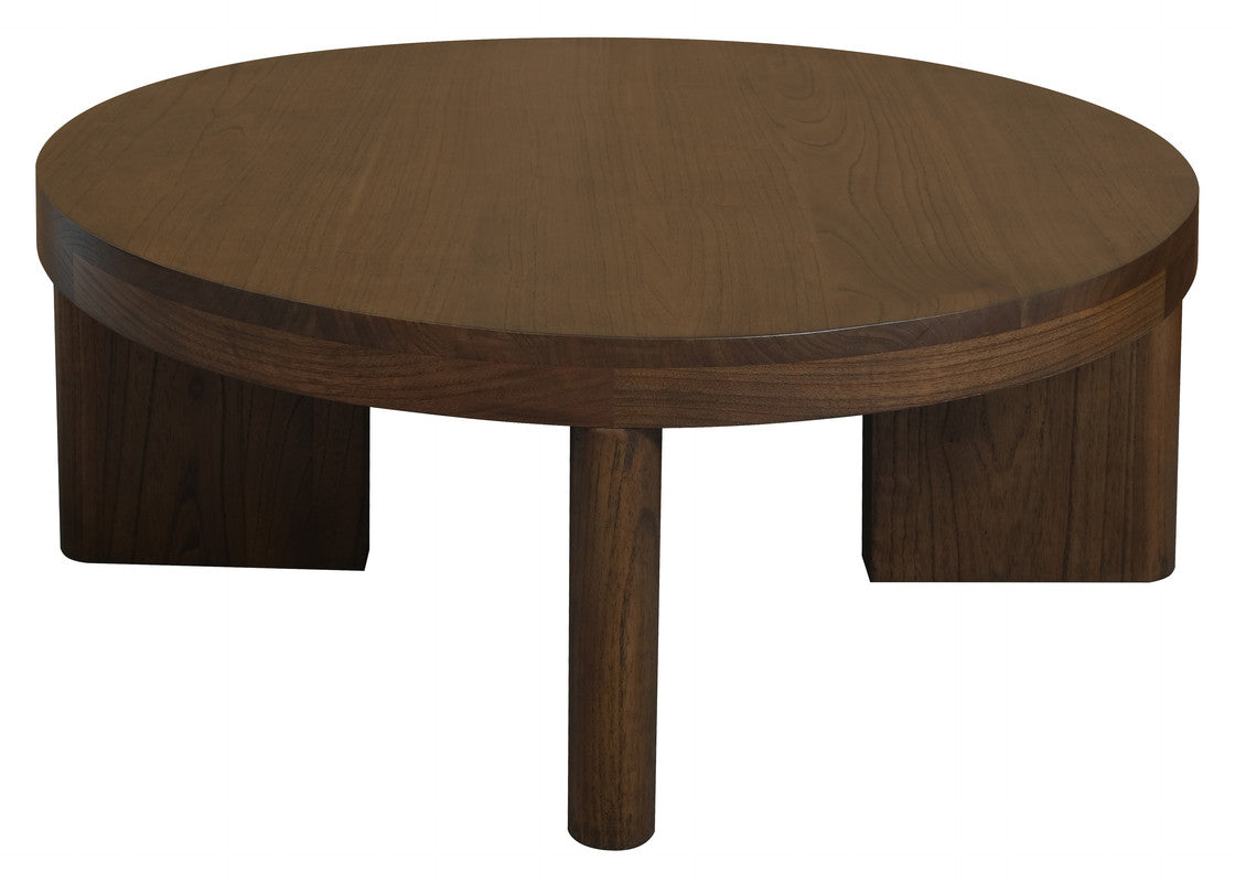 Apollo Round Solid Mindi Timber Coffe Table (Walnut) V199-CT090APWN