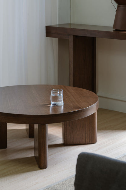 Apollo Round Solid Mindi Timber Coffe Table (Walnut) V199-CT090APWN