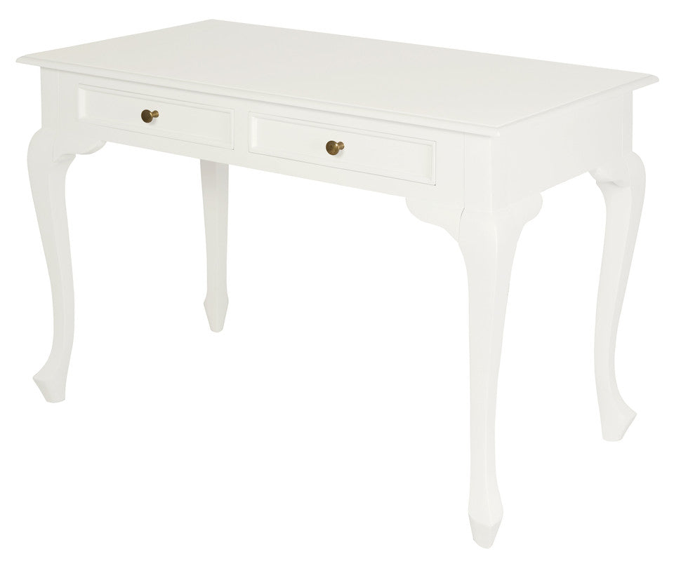 Queen Anne 2 Drawer Desk (White) V199-DK002QAWH