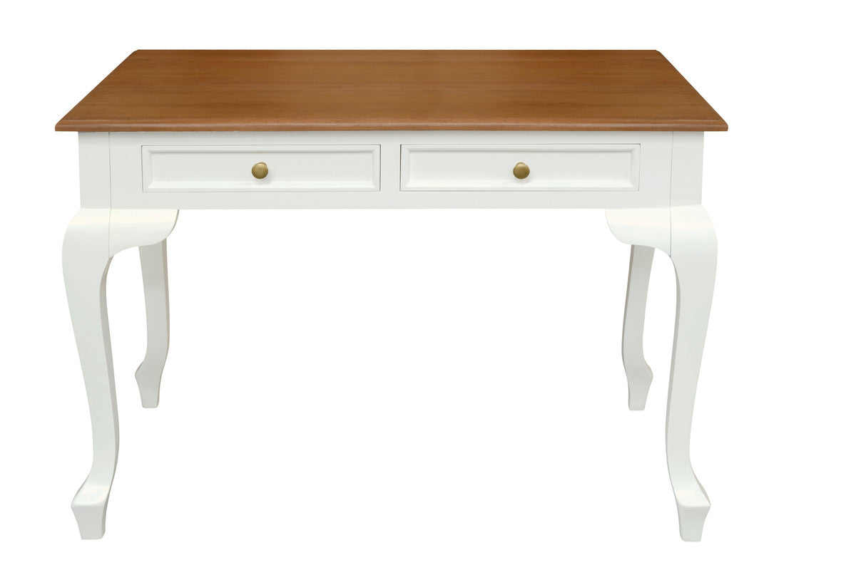 Queen Anne 2 Drawer Desk (White Caramel) V199-DK002QAWR