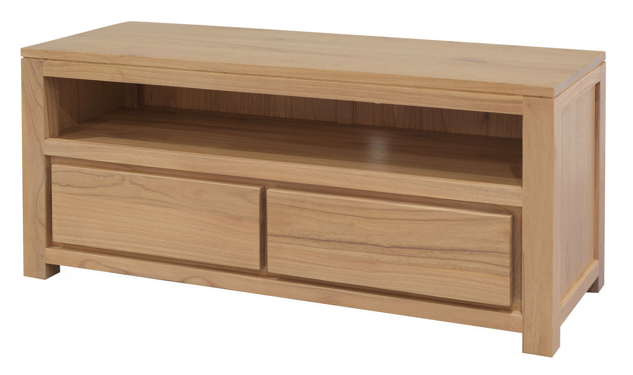 Amsterdam 2 Drawer Solid White Cedar Wood Entertainment Unit (Natural) V199-EU002TAMDNI
