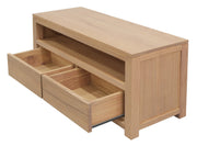 Amsterdam 2 Drawer Solid White Cedar Wood Entertainment Unit (Natural) V199-EU002TAMDNI
