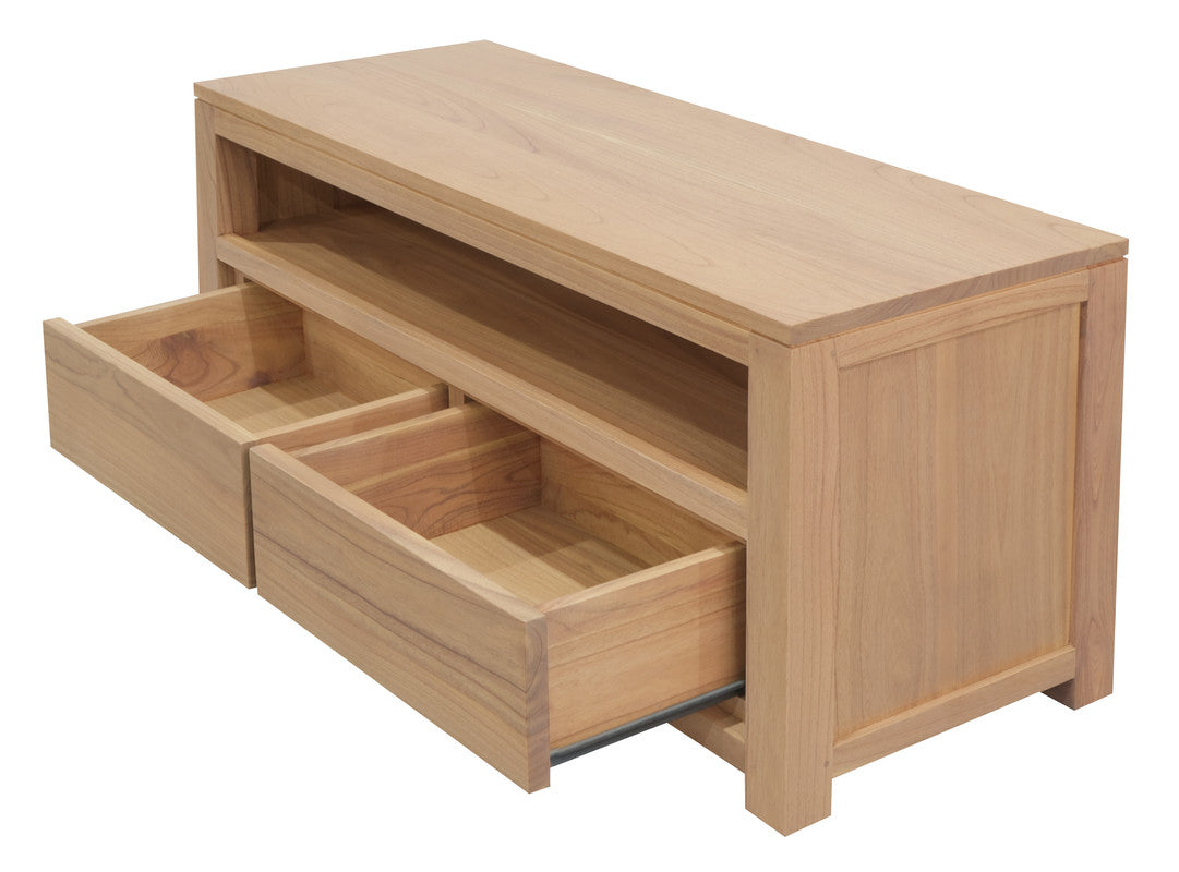 Amsterdam 2 Drawer Solid White Cedar Wood Entertainment Unit (Natural) V199-EU002TAMDNI