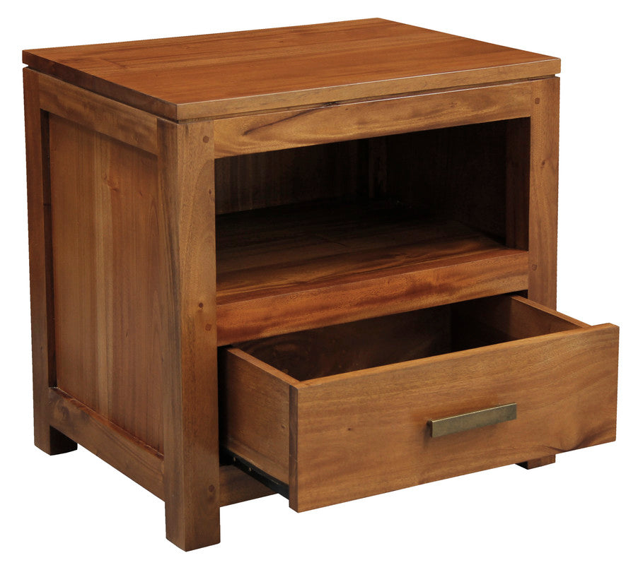 Paris 1 Drawer Solid Mahogany Timber Lamp Table (Light Pecan) V199-LT001PNMKLP
