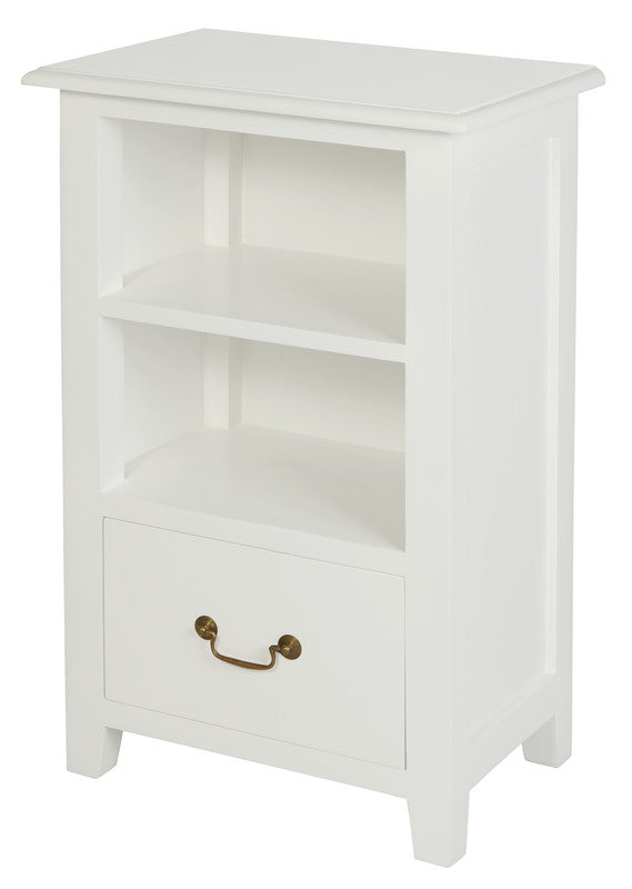 Tasmania 1 Drawer Solid Mahogany Timber Lamp Table (White) V199-LT001PNWH