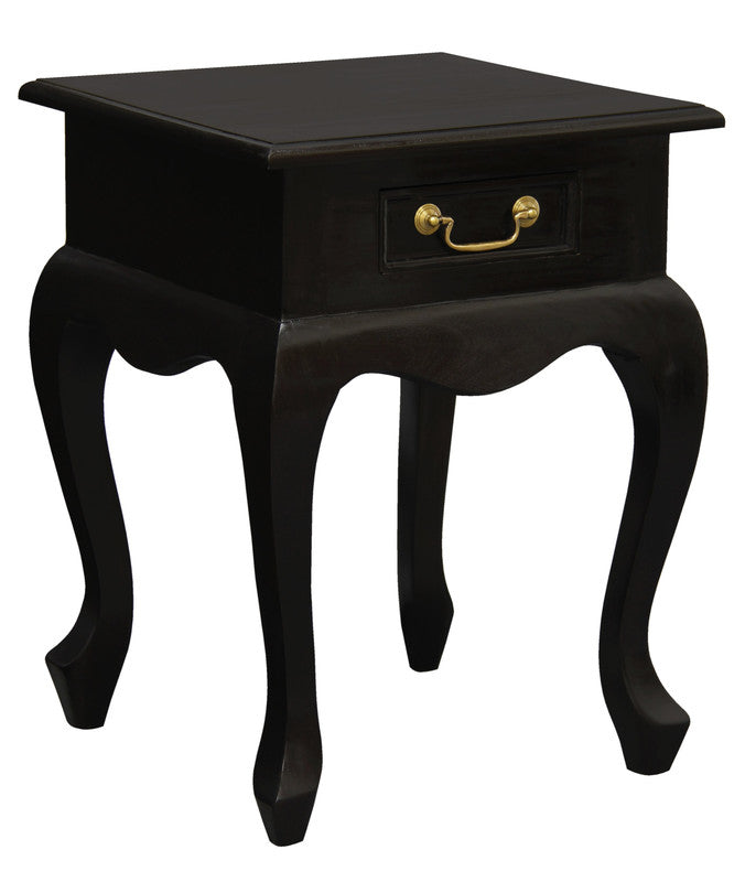 Queen Anne 1 Drawer Lamp Table (Chocolate) V199-LT001QAC