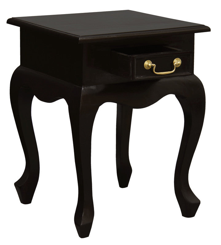 Queen Anne 1 Drawer Lamp Table (Chocolate) V199-LT001QAC