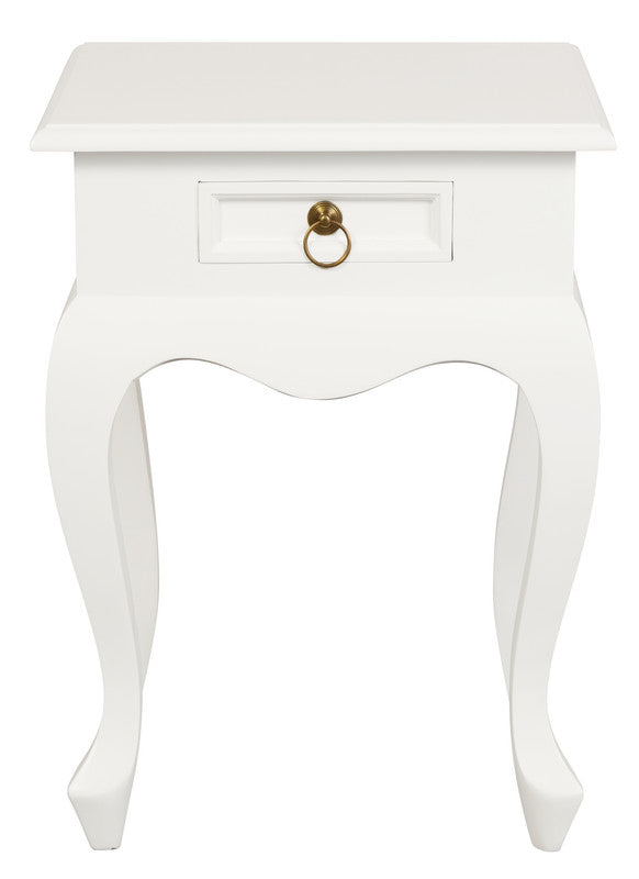 Queen Anne 1 Drawer Lamp Table (White) V199-LT001QAWH