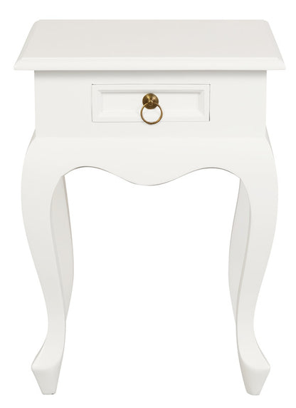 Queen Anne 1 Drawer Lamp Table (White) V199-LT001QAWH