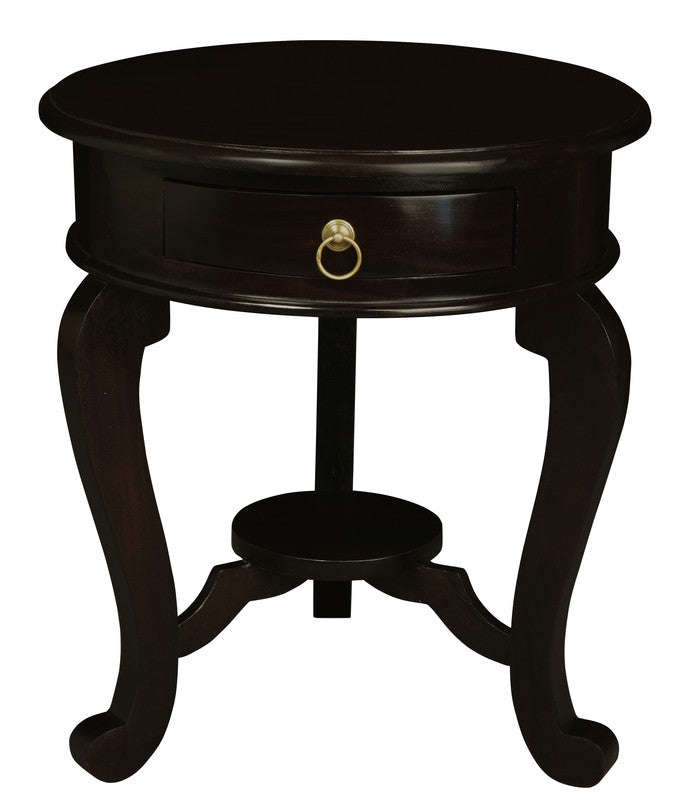 Round Cabriole Leg 1 Drawer Lamp Table (Chocolate) V199-LT001RDCLC